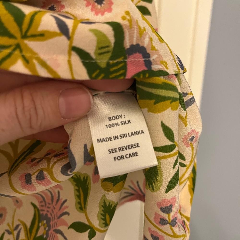 Spartina 449 Floral Vines Tie-Neck Blouse in Cream, Green, Pink - Picture 4 of 4
